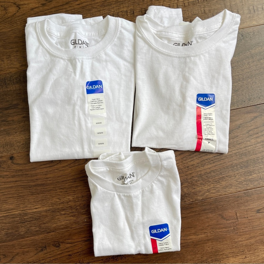 Gildan Kids White T-Shirts - Pack of 3 3T Small Medium NWT blanks